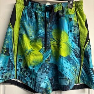Speedo Men's Vibrant Blue and Lime Athletic Shorts